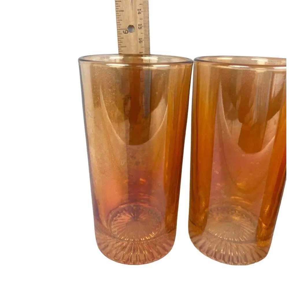 Vintage Marigold Iredescent Carnival Drinking Glasses 5
